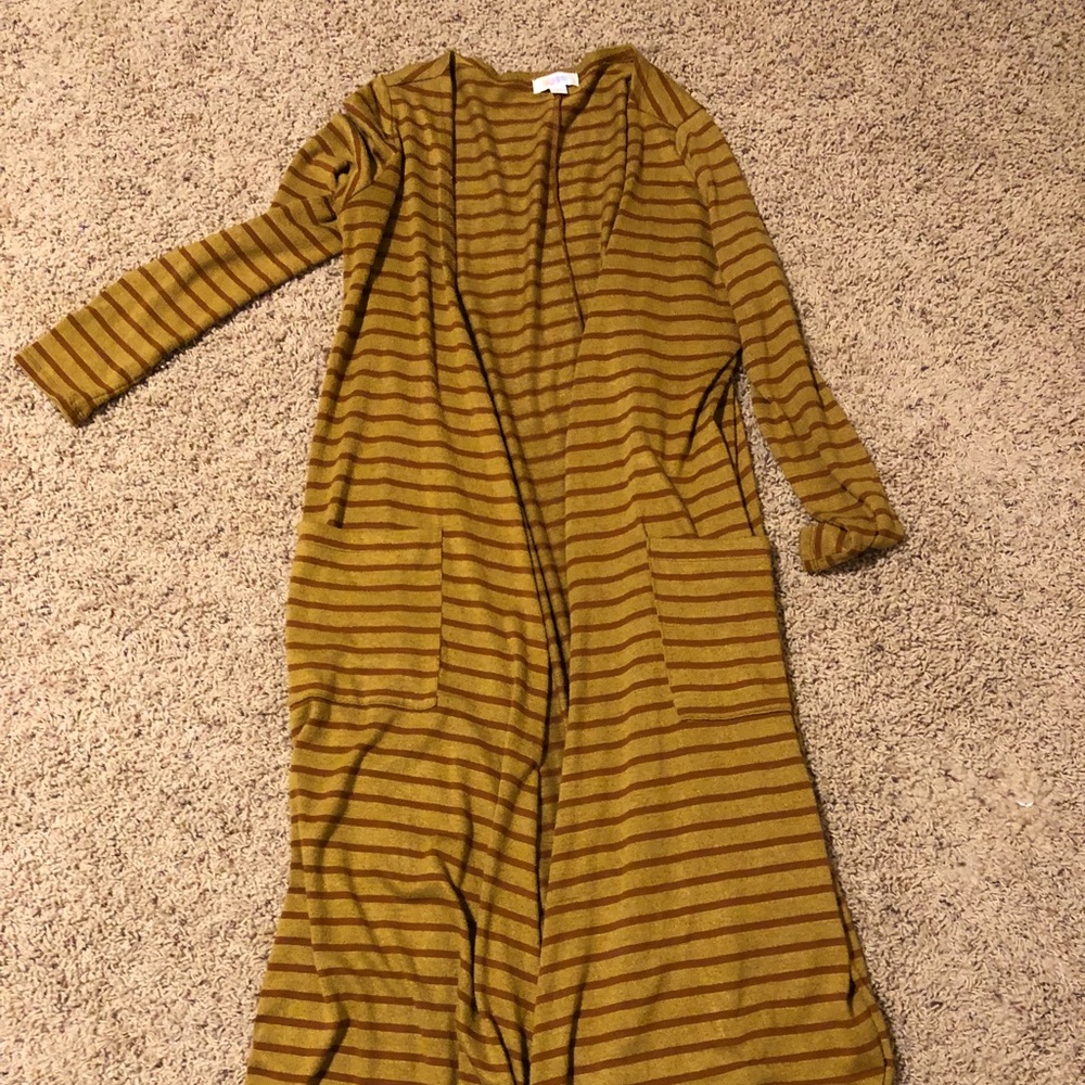 EUC Lularoe Small Mustard striped Sarah